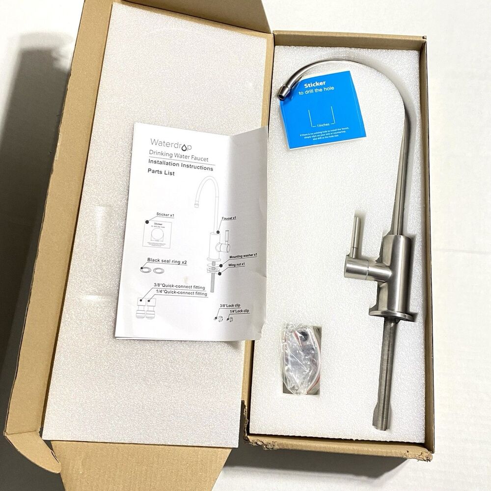 Waterdrop Silver Brushed Single Handle Drinking Water Faucet New Open Box